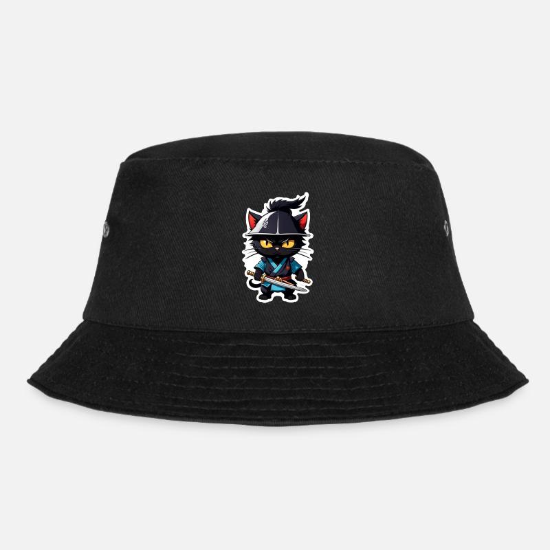 Ninja Cat - Samurai Kitten - Bucket Hat - black