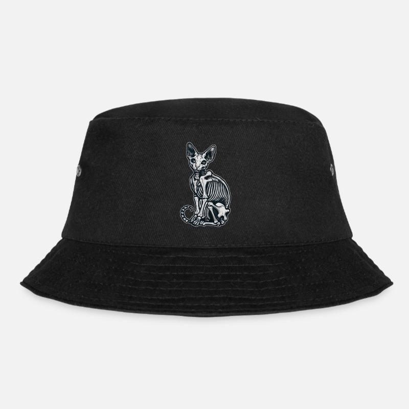 Katze Sphinx Skelett Tattoo - Bucket Hat - Schwarz
