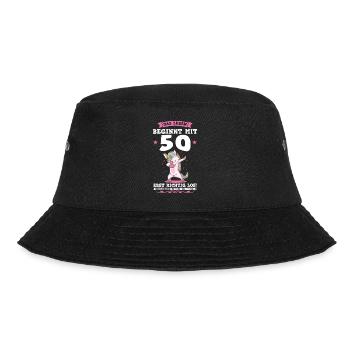 50. Geburtstag Einhorn 50 Jahre alt Geschenk - Bucket Hat - Schwarz - Vorne - Lela (165cm)