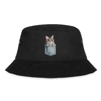 Burmesische Katze in der Tasche Geschenk - Bucket Hat - Schwarz - Vorne - Lela (165cm)