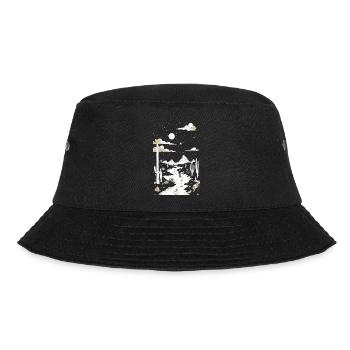 Weg durch die Wüste mit Fußspuren und Kaktus - Bucket Hat - Schwarz - Vorne - Lela (165cm)
