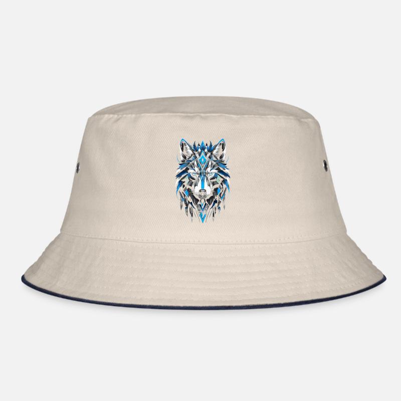 Blauer geometrischer Wolf Bucket Hat