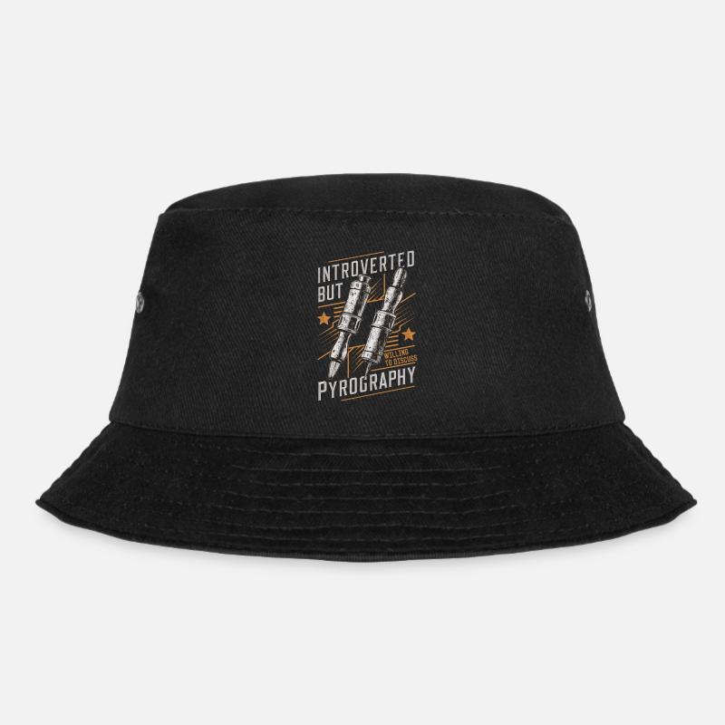 Introverted But Willing To Discuss Pyrography - Bucket Hat - black