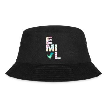 EMIL - Beautiful boy name with dinosaur - Bucket Hat - black - Front - Lela (165cm)