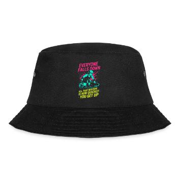 Jeder fällt hin - es kommt nur darauf an, wie - Bucket Hat - Schwarz - Vorne - Lela (165cm)