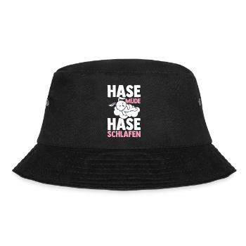 Shlafshirt Hase Hasi Müde Hasi Schlafen - Bucket Hat - Schwarz - Vorne - Lela (165cm)