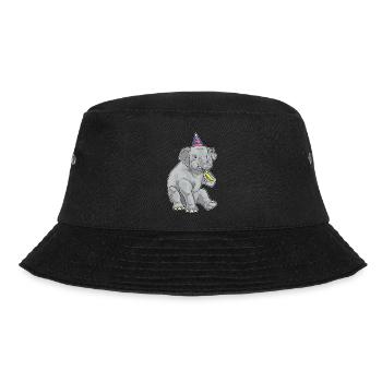 Elefant Geburtstag Tröte - Bucket Hat - Schwarz - Vorne - Lela (165cm)