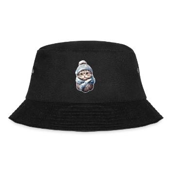 Chat en hiver avec bonnet et écharpe 2 - Bob - noir - Devant - Lela (165cm)