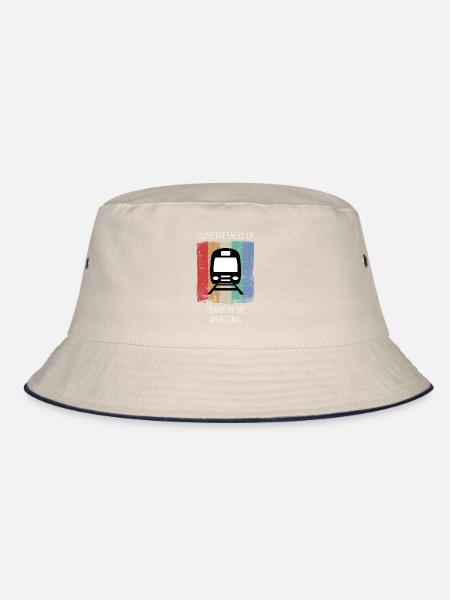 Train Railway Railroad Worker Trains Train Driver - Bucket Hat - ecru/navy - Front