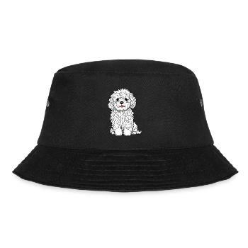 Süßer Maltipoo Pudel Malteser - Bucket Hat - Schwarz - Vorne - Lela (165cm)