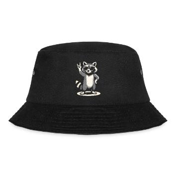 Rock Music Raccoon Funny Humor Gift Idea - Bucket Hat - black - Front - Lela (165cm)