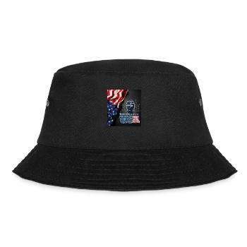 USA, Sterne und Gürtel - Bucket Hat - Schwarz - Vorne - Lela (165cm)