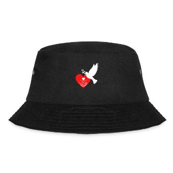 Dove of Peace with heart and hands - Freedom 💚 - Bucket Hat - black - Front - Lela (165cm)