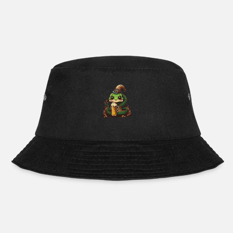 Drôle de serpent cool avec bière et chapeau - Bob - noir