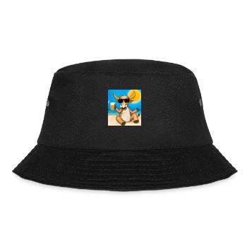 Bull with sunglasses and beer on the golden beach - Bucket Hat - black - Front - Lela (165cm)
