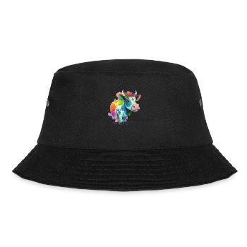 Kuh Zeichnung Regenbogen - Bucket Hat - Schwarz - Vorne - Lela (165cm)