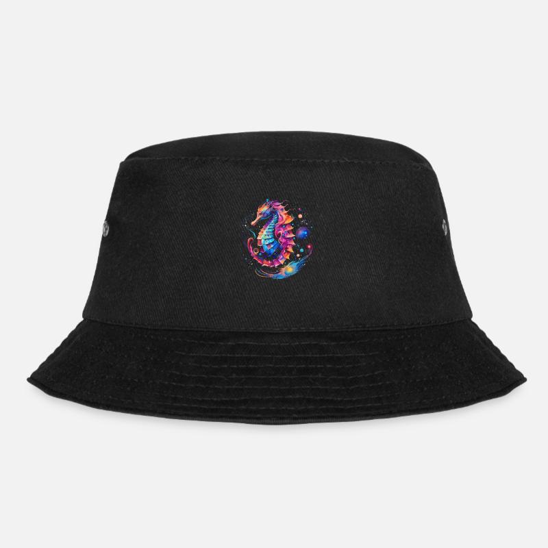 Seepferd Design in bunten Farben Meerestiere - Bucket Hat - Schwarz