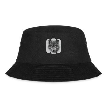 Triptychon Schwarz-Weißer Wolf - Bucket Hat - Schwarz - Vorne - Lela (165cm)