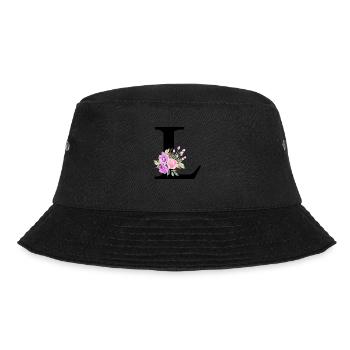 Purple Floral Letter L - Bucket Hat - black - Front - Lela (165cm)