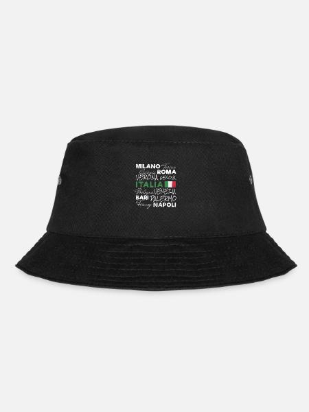 Italy Retro City and Flag Vintage Holiday - Bucket Hat - black