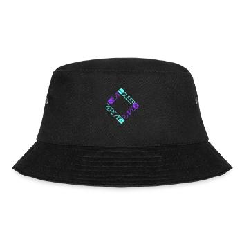 Eat Sleep Rave Repeat Essen Schlafen Raven Spruch - Bucket Hat - Schwarz - Vorne - Lela (165cm)