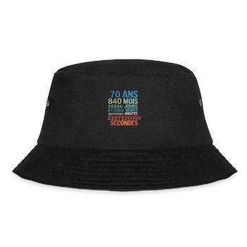 70 Ans – 840 Mois, 25 550 Jours, 2,2 Milliard - Bucket Hat - Schwarz - Vorne - Lela (165cm)