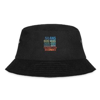 50 Ans – 600 Mois, 18250 Jours, 1,5 Milliard - Bucket Hat - Schwarz - Vorne - Lela (165cm)