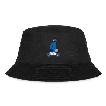 Kindergeburtstag Polizist 4 Jahre Kinder Polizei - Bucket Hat - Schwarz - Vorne - Lela (165cm)