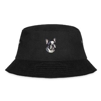 Französische Bulldogge Hund Mops - Bucket Hat - Schwarz - Vorne - Lela (165cm)