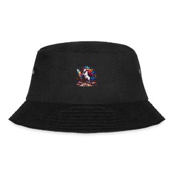 Maler Einhorn Kunst für einen Frauen, Mädchen und - Bucket Hat - Schwarz - Vorne - Lela (165cm)
