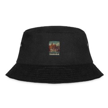 Vintage Amsterdam Kanal Niederlande Holland - Bucket Hat - Schwarz - Vorne - Lela (165cm)