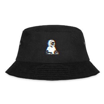 EDM - DJ - Glitch Rave Stil - Bucket Hat - Schwarz - Vorne - Lela (165cm)