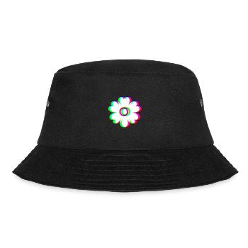 EDM Trikolor - Blüten - Glitch - Rave Stil - Bucket Hat - Schwarz - Vorne - Lela (165cm)