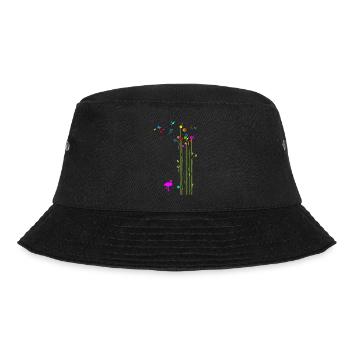 Frühling Flamingo Blume Schmetterling Valentinstag - Bucket Hat - Schwarz - Vorne - Lela (165cm)