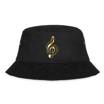 goldender Notenschlüssel - Bucket Hat - Schwarz - Vorne - Lela (165cm)