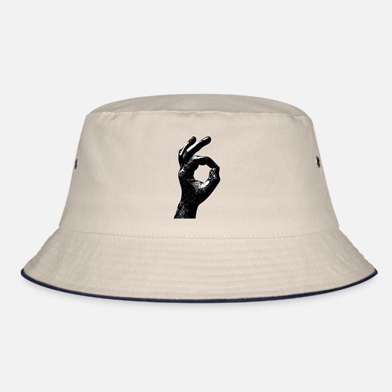 Hand Finger OK Okay Sign 666 Look inside Bucket Hat