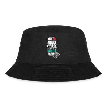 Model Train Quote Gift | Ask me for - Bucket Hat - black - Front - Lela (165cm)