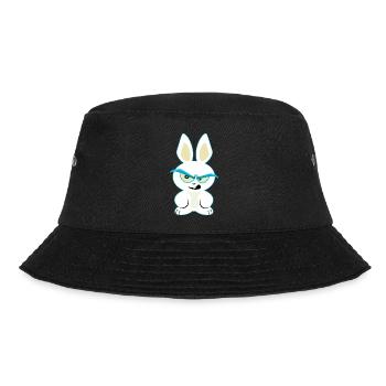 Lusiger White Rabbit, Funny Rabbit Shirt - Bucket Hat - black - Front - Lela (165cm)