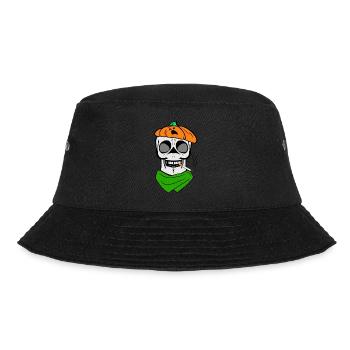 Skeleton Skull Pumpkin Beret Cigarette Scarf Green - Bucket Hat - black - Front - Lela (165cm)