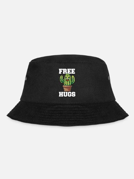 Funny Free Hugs Cactus Sarcastic Design - Bucket Hat - Schwarz