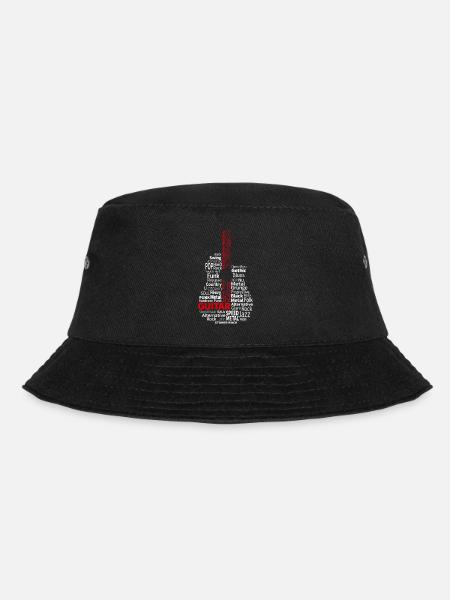 Guitar Genre Red/ White - auf dunkel - Bucket Hat - Schwarz