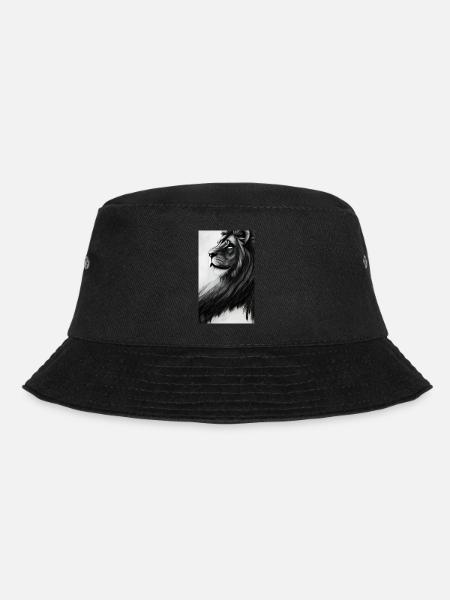 Löwe Schwarz und Weiß - Bucket Hat - Schwarz