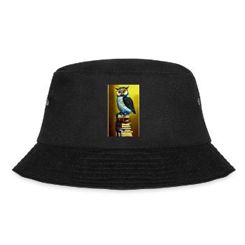 Comic Cartoon Cute Book Owl Owl Book Stack - Bucket Hat - black - Front - Lela (165cm)
