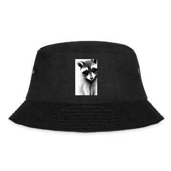 Comic-Karikatur eines nordamerikanischen Waschbären - Bucket Hat - Schwarz - Vorne - Lela (165cm)