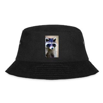 Comic-Karikatur eines nordamerikanischen Waschbären - Bucket Hat - Schwarz - Vorne - Lela (165cm)