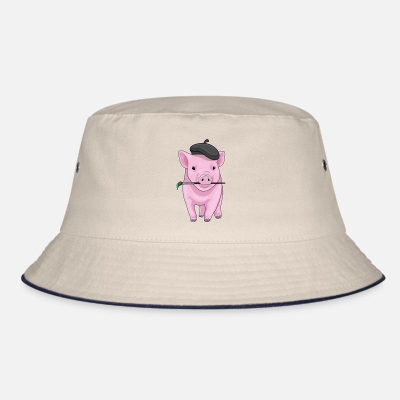 Pig Painter Brush Bucket Hat