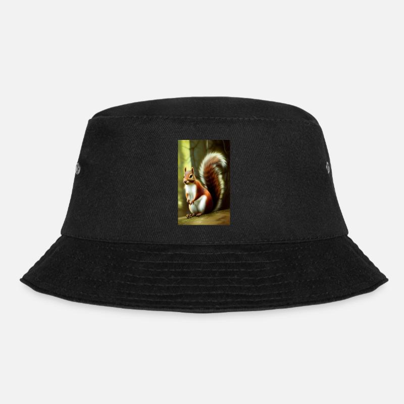 Cooles Comic-Porträt einer wilden Eichhörnchen-Majestät - Bucket Hat - Schwarz