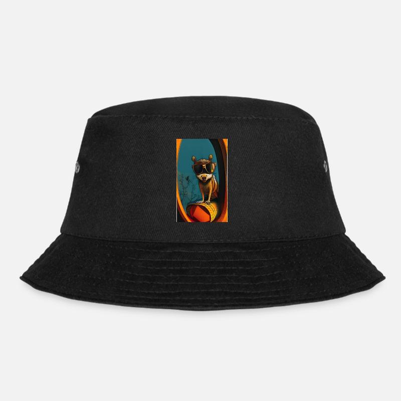 Cooles Comic-Porträt einer wilden roten Eichhörnchen-Nuss - Bucket Hat - Schwarz