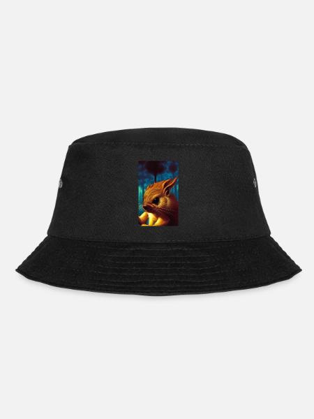 Cooles Comic Portrait wildes rotes Eichhörnchen majestätisch - Bucket Hat - Schwarz