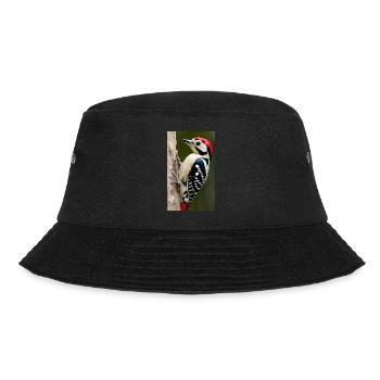 Pileated woodpecker red headed cool comic drawing - Bucket Hat - black - Front - Lela (165cm)